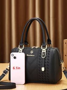 女士印花手提包个性阅读手提包个性套装包单肩斜挎包 - 黑色 - 查看 3