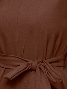 Sophisticated Everyday Jumpsuit With Wide Legs, Bow Ties And Pockets - 鏽棕色 - 查看 2