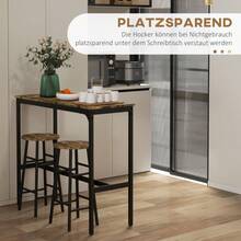 HOMCOM Bartisch Set, 3-Piece Bar Table With Stools, Industrial Design Dining Group, Kitchen Table With 2 Stools, For Dining Room, Kitchen, Steel, Rustic On Site - 1 - View 3