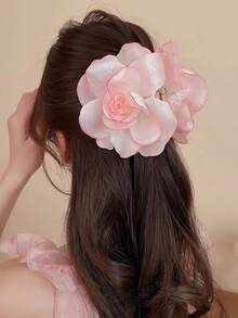 1 pieza Pinza para el cabello con flor de rosa, accesorio para el cabello con estilo bohemio y vibra relajada, pinza de cabello elegante para mujeres, accesorio de cabello para uso diario en invierno