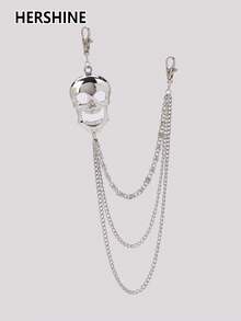 Hershine Wielowarstwowy metalowy łańcuch do spodni punkrockowych z nitami, kolcami i czaszką, personalizowany dodatek modowy dla kobiet, odpowiedni na imprezę, Halloween i Boże Narodzenie. Idealny prezent dla rodziny i przyjaciół na Boże Narodzenie, Halloween i Święto Dziękczynienia.