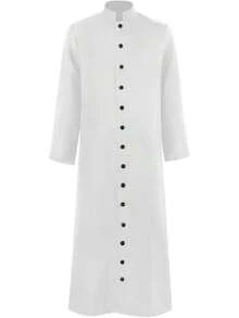 Bata de casulla para hombres, bata de iglesia, bata de coro, ministro, clero, púlpito litúrgico de 5 colores, disfraz de Halloween - Blanco - Ver 1