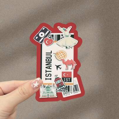 Istanbul Turkey Boarding Pass Travel Decals - Matte Finish, Self-Adhesive Car, Laptop, Fridge, Water Bottle Stickers - Turkish Destinations Like IST, One-Time Use Decoration For Travelers, Laptop Stickers, Playful Design, Durable Vinyl, Vibrant Colors Scrapbook Supplies Funny Stickers Kindle Phone Stickers