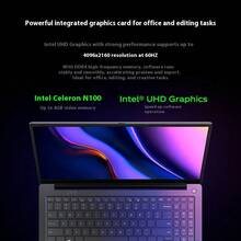 Lenovo 联想 Ideapad P15H N100 笔记本电脑，15.6 英寸轻薄笔记本电脑，8GB RAM，256GB SSD，办公笔记本电脑，银灰色