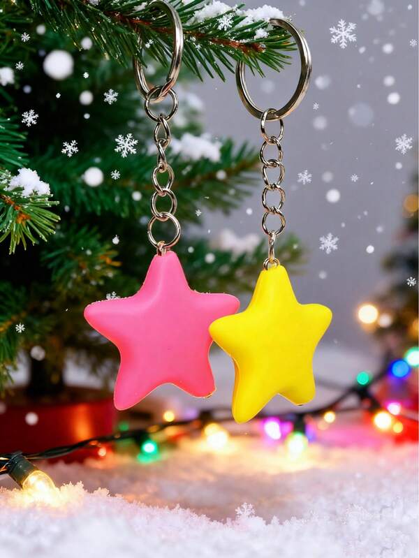 Five-Pointed Heart Silicone Bead Keychain – A Minimalist And Stylish Anti-Loss Accessory Designed For Backpacks And Everyday Carry – Ideal As A Thoughtful Gift For Friends During Holidays, Particularly As A Christmas-Themed Present