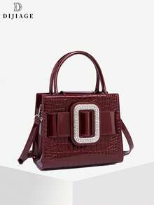 Bolso de noche de moda con diamantes, bolso de mano exquisito para damas, bolso con cuentas arqueadas, bandolera, estampado de cocodrilo, adecuado para cena/fiesta/viaje