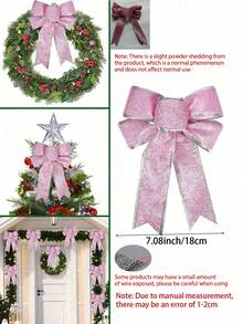 6pcs-Christmas Wreath Bows For Holiday Decorations, Suitable For Large Gifts, Great For Christmas Tree Hanging And Holiday Decorations,Holiday Arrangement Wreath DIY Garland Holiday Decor Winter Greenery,Winter Holiday Xmas Wreath Garland Home Garden Party Decoration,Christmas Tree Decorations,Xmas Decorations,Christmas Tree Decoration,Christmas Table Decorations - Pink - Pink - View 12