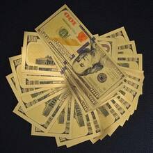 10 Gold Hundred Yuan Banknotes, Colorful Gold Foil Banknote Bookmarks, Used For Attracting Wealth, Positive Energy, Spiritual Blessings, Symbolic Gifts, Gold Coins, Fine Craftsmanship, Plastic Material, Fake Currency, Collectible Banknotes, Gift For Shoppers, Event Decorators - 10 - View 1