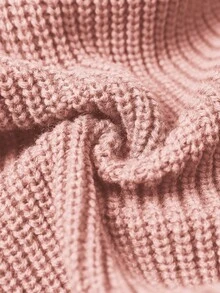 Plus Size Casual Round Neck Bowknot Contrast Color Knit Pullover Sweater - Dusty Pink - View 6