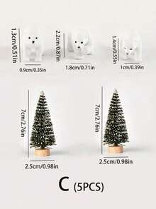 5pcs/6pcs/10pcs Mini Polar Bear Figurines, Miniature Polar Bear Statues, Christmas Tree Decorations, Suitable For Snowy Scenes, Creative Polar Animal Decor, Holiday Decoration Craft Accessories, Indoor & Outdoor Display - Multicolor - View 9