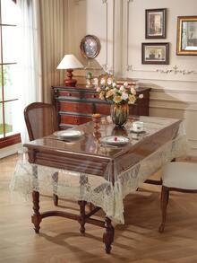 1件防水奢华欧式刺绣蕾丝边桌布 - PVC蕾丝混纺长方形桌布，防油，适合节日派对和庆典，简约浪漫的桌面装饰，适用于客厅、厨房、卧室和酒店。 - 金色 - 查看 3