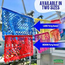 TexMex Fun Stuff - Decoraciones para Fiestas Mexicanas, Papel Picado, Lucha Libre, Banderines de Plástico, 10 Paneles Grandes, 16 Pies de Largo - Rojo, azul, amarillo - Ver 5