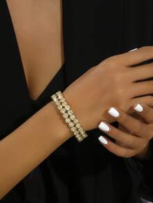 3 件套时尚性感多层水钻项链、耳环、手链、新娘珠宝配饰、短项链、圣诞礼物