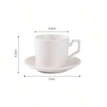 90ml/3.16oz 陶瓷茶杯带碟，适合下午茶、办公室、餐厅、家庭聚会、咖啡杯套装 - C款 - 查看 2