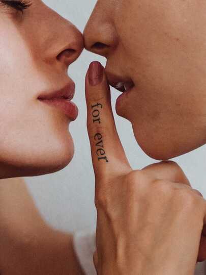 STARTTOOS 1 Pack Temporary Tattoos With Simple Line Text Patterns, Funny Couple Tattoos Suitable For Fingers, Ears, Shoulders, Necks, Collarbones, Body Parts, Suitable For Daily, Parties, Holidays, Gifts, Lasting 1-2 Weeks, Waterproof, Realistic Tattoo Stickers