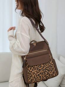 Anti-Theft Leopard Print Tassel Nylon Backpack For Women, Multi-Functional And Stylish Daily Bag, Multi-Pocket Lightweight Travel Bag, Large Capacity Simple School Bag, Convenient Book Bag, Suitable For Students, Nurses, Teachers, Business People, Travel And Vacation, Business Trips, Daily Commuting, Shopping, Office, Dating, Hiking, Training, Work, Birthday Gifts, Holiday Gifts - Multicolor - View 10