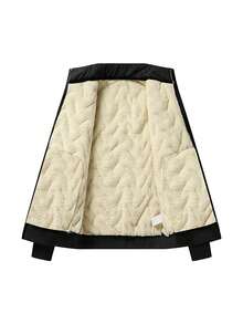 2 件男士冬季立领长袖超声波时尚运动棉服外套和超声波卷边裤套装