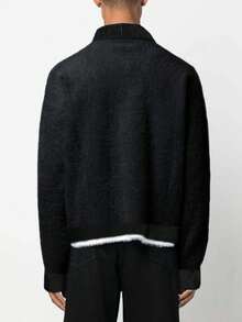 Herren Lässig Loose Fit Pullover Sweater, Rippkragen mit Knöpfen, Langarm, Farbblockabschluss, warm und vielseitig, geeignet für Frühling, Herbst, Winter