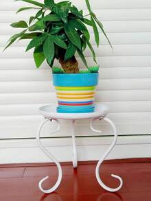 1 Stück zeitgenössischer Metall Pflanzenständer, Blumentopfhalter für Innen/Außen - freistehendes Eckregal für Wohnzimmer, Balkon, Garten & Terrasse, ohne Werkzeuge montierbar