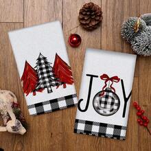 2/4 pièces Set Serviettes de Noël, Joyeux Noël, Serviettes de Cuisine Super Absorbantes, Séchage Rapide, Serviettes Imprimées en Polyester, Chiffons de Nettoyage de Cuisine, Chiffons, Fournitures de Cuisine. Cadeau de Noël!