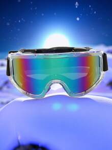 POLASUP 1 件超大松紧带滑雪镜，防雾、防护、防风、防尘、防沙、防雾，适用于滑翔、滑雪、骑行、ADV、摩托车、越野、防泥户外运动面罩，带有可拆卸和可清洗的彩色涂层和反光涂层雪镜 - 彩色 - 查看 7