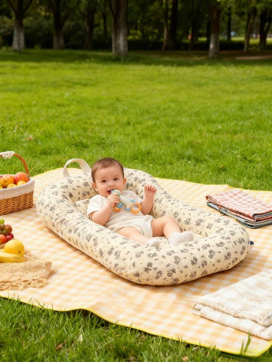 Infant Crib Mattress, Suitable For Baby Boys And Girls, 0-12 Months Newborns Essential, Comfortable Soft And Skin-Friendly (Beige Floral Pattern)