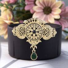 1 pezzo Elegante spilla mediorientale araba per hijab e scialli, gioiello tradizionale da sposa, pendente a goccia d'acqua con motivo floreale arabo traforato