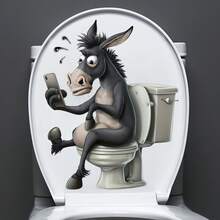 1pc Home Decorations Cute Funny Cartoon Animals Newspaper Reading Toilet Sticker - Waterproof Self-Adhesive Bathroom Sticker, Compatible With Ceramic Surfaces, Animal Theme, Square, Must-Have Decorative Sticker For Home, Toilet Decoration Items Refresh Your Home