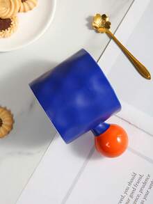 1个创意陶瓷马克杯，球形手柄，手绘点状图案，两种款式可选，适合家庭/餐厅使用，可作咖啡杯、牛奶杯，个性化礼品，女士礼品，妈妈礼品，生日礼品 - 彩色 - 查看 7