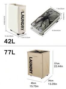 大/小号洗衣篮，可折叠洗衣篮，大号洗衣篮，带滑轮的衣物收纳篮，适用于洗衣房、卧室、客厅装饰，秋季装饰，情人节装饰 - 彩色 - 查看 7