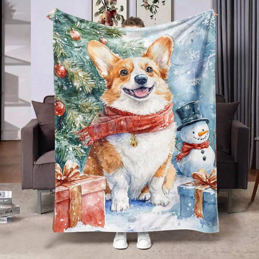 Nowy świąteczny koc flanelowy z nadrukiem cyfrowym dla futrzanego przyjaciela – miękki, ciepły i wielofunkcyjny na sofę, do biura, łóżka, na kemping i w podróż – uniwersalny prezent na każdą porę roku