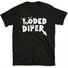 1Pcs Loded Diper Graphic T-Shirt For Men Women, Funny Tees Gift, Round Neck Short Sleeved T Shirts Tops Men Women Clothing, Casual Tee Gift - 黑色 - 查看 6