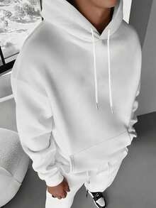 1 Piece Men's Hoodie: Cotton-Polyester Blend, Exquisite Print, Outdoor Suitable For Autumn & Winter Commutation - trắng - Xem 2