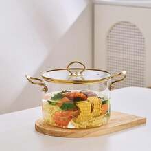 Garnek do zupy o dużej pojemności ze szkła borokrzemianowego, wielofunkcyjny garnek z podwójnym uchem, domowy garnek gazowy, garnek o dużej pojemności, odporny na wysokie temperatury, odpowiedni do kuchenki mikrofalowej, odpowiedni na Halloween, Boże Narodzenie i inne święta. Ze względu na specjalny proces produkcji mogą występować drobne ślady, które nie wpływają na użytkowanie i wygląd. - Wielokolorowe - Zobacz 9