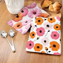 Set de prosoape de bucătărie cu imprimeu floral și dovleac de toamnă pentru Ziua Recunoștinței, 2 buc/100 buc, potrivit pentru restaurant, bucătărie, decorare interioară baie, decorare petrecere, cadou de sărbători, poate fi oferit ca și cadou de Ziua Recunoștinței