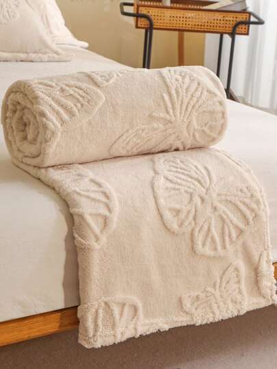 1 pieza Manta de felpa de jacquard de mariposa bohemia gruesa, suave y cálida, de doble uso como ropa de cama, manta, decoración para sala de estar, dormitorio, dormitorio, oficina, automóvil, viaje, picnic, fiesta, todo el año