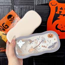 Transparent Portable Glasses Storage Box Featuring Unique Halloween Graffiti, Innovative Anti-Pressure Cloud Design, And Secure Magnetic Closure. Ideal For Storing Myopia Glasses, This Retro Style Storage Box Makes A Perfect Halloween Gift For Fashion Enthusiasts, Combining Functionality With Seasonal Aesthetics For A Stylish Addition To Your Home Decor.