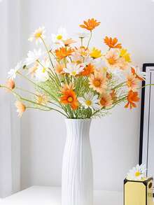 1pc White Plastic Vase, Simple Desktop Decorative Vase, Balcony Decorative Vase, Imitation Ceramic Vase, Home Decor, For Flower Arrangement, Desktop Decor Accessory, Living Room, Balcony, TV Cabinet, Dining Table Small Vase, Suitable For Fresh Flowers And Dried Flowers, Shockproof, Waterproof, Autumn Decor Room Decor Flower Vase Glass Vase