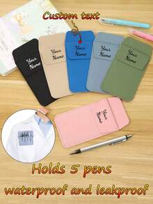 Custom Text PU Pen Bag, Durable Anti-Leakage Nurse Pocket Pen Holder, Large Capacity Portable Ballpoint Pen Storage Bag, PU Leather Medical Nurse Bag - Double Layer Durable Pen Case, Multi-Color Options, Large Capacity Portable Storage Pouch, Medical Professional Equipment, Sturdy Design,Christmas Gift Supplies - Multicolor - View 1