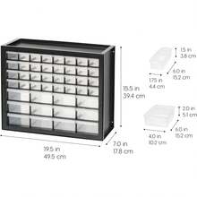 IRIS USA Gabinete de Almacenamiento Apilable de 44 Cajones para Ferretería y Juguetes, 49.53 cm An x 17.78 cm P x 39.37 cm Al, Negro - Pequeño Organizador de Baúl Utilitario Scrapbook y Pasatiempos - Negro - Ver 4