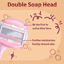 Lâmina Avançada de 6 Lâminas para Mulheres, Cabeça Substituível, Barbeador Portátil para Senhoras, Barbeador Hidratante, Epilador, Epilador Específico para Mulheres, Cabo Antiderrapante, Lâminas Substituíveis, Com Tira Lubrificante Hidratante, Sem Necessidade de Creme de Barbear