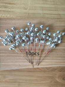 10pcsChristmas Tree Branch Red Berry Stem Decoration Christmas Tree Holiday DIY Handicrafts Christmas Ornaments Wedding Home Decoration Christmas Tree Red Berry Stem Decoration - Artificial Flowers And Holly Berry Branch Fake Decoration Christmas Winter Holiday Home Decoration - Multicolor - View 9