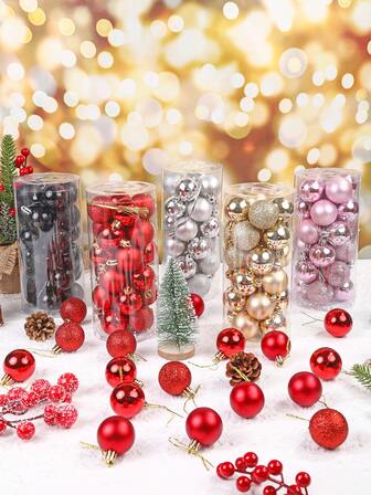 24pcs Christmas Ball Ornaments For Christmas Tree - Shatterproof Hanging Balls Perfect For Holiday Party, Christmas Party, Scene Decor, Festival Decor, Home Decor, Office Decor, Party Favor, Room Decor, Aesthetic Room Decor, Bedroom Decor, Home Decoration, Fun Christmas Party Decor, Christmas Holiday, Happy New Year, Christmas Gift, Christmas Decoration Christmas Decorations Winter Christmas Decorations Home Christmas Gifts Christmas Decor