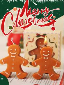 10/5/1 Pieza Vela de Navidad con diseño de hombre de jengibre, vela aromática de cera estilo navideño, decoraciones navideñas, regalos de Navidad