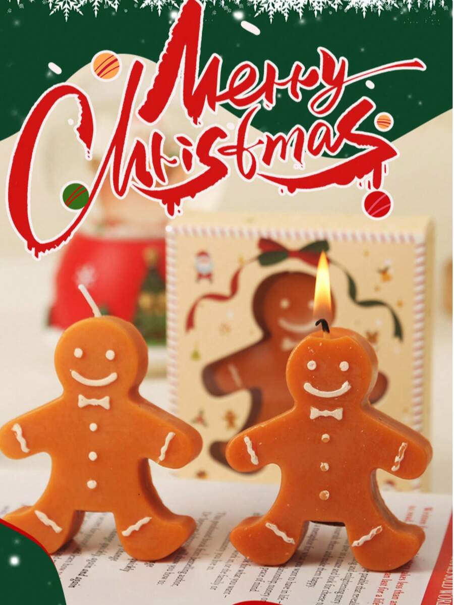 10/5/1 Pieza Vela de Navidad con diseño de hombre de jengibre, vela aromática de cera estilo navideño, decoraciones navideñas, regalos de Navidad
