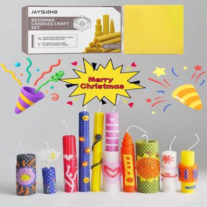 蜂蜡片，手工制作圣诞气氛创意蜂巢蜡烛纯蜂蜡卷蜡片，与家人一起过节更快乐