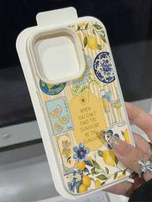 1pc1pc Fashionable Summer Lemon Patchwork Vertical Stripe Textured Anti-Drop Soft Phone Case, Compatible With Apple And Phonesvalentines Gifts Phone Cases - Nhiều màu - Xem 3