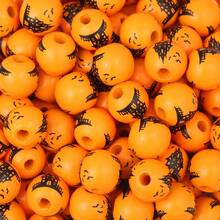 10pcs Multicolor Round Pumpkin, Bat, Skull, Ghost, Spider Web Shaped Wooden Beads, Halloween Themed Decorative Beads, Spacer Beads, For DIY Bracelets, Necklaces, Earrings, Anklets, Keychains, Backpack Chains, Christmas, Thanksgiving, Back To School, Birthday Gifts, Room Party Decor