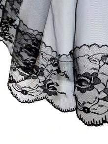 1pc Double Layer Black Lace Veil With Hair Comb, Suitable For Wedding, Cosplay, Photography, Elegant Wedding Accessory, Stunning Look - Multicolor - View 3