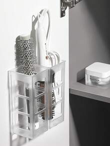 1pc Wall Mounted Hair Accessory Storage Rack, Used For Curlers, Combs, And Straighteners, Non Drilled Bathroom Storage, Hair Accessory Storage Box. Curling Wand Storage Box, Home Wall Straight Hair Straightener Storage Rack Without Punching Holes. Hairdressing Tool Organizer Box. Bathroom Storage Rack, Home&Daily Necessities, Bathroom Storage&Storage. Convenient And Practical